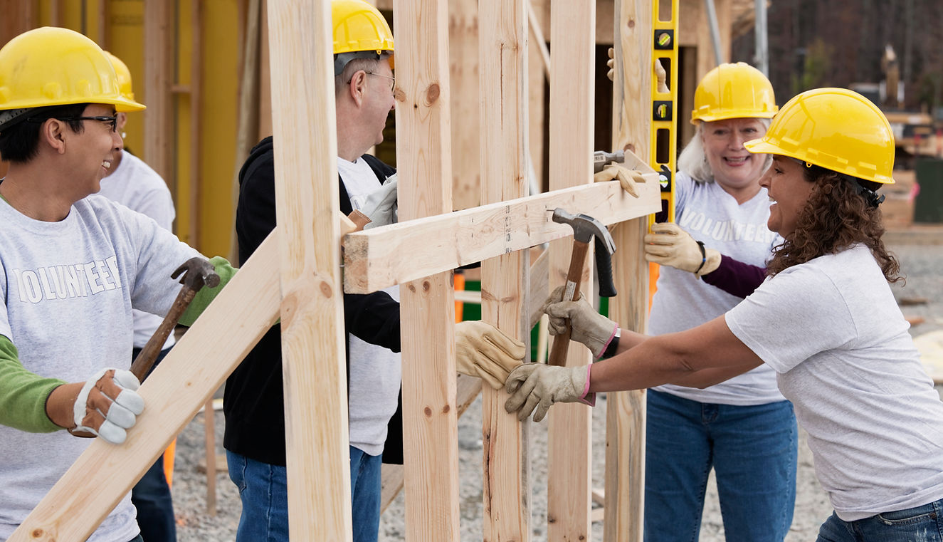 Volunteers Building Frame