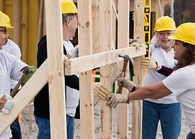 Volunteers on Construction Site