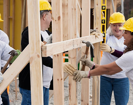 Volunteers on Construction Site