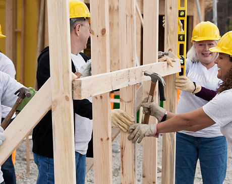 Volunteers on Construction Site