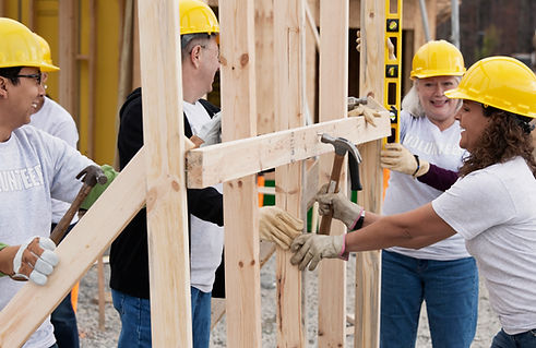 Volunteers on Construction Site