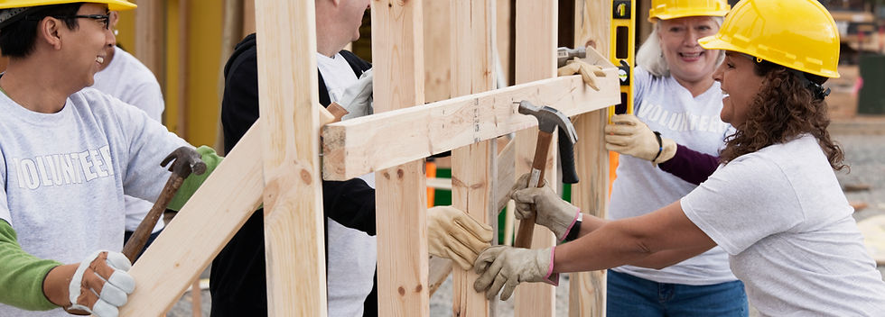 Volunteers Building Frame