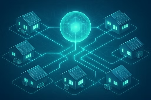 HEMS-Betriebssystem als Orchestrierungsschicht: verbindet PV, Batterie und EV charging, nutzt OCPP/OpenADR/Matter/DLMS/COSEM und ermöglicht demand response sowie transparentes settlement