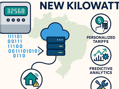 Dashboard showing HEMS data streams (solar, battery, EV, smart meter) flowing to cloud analytics and CRM, symbolizing data-driven monetization in Brazil’s power market.