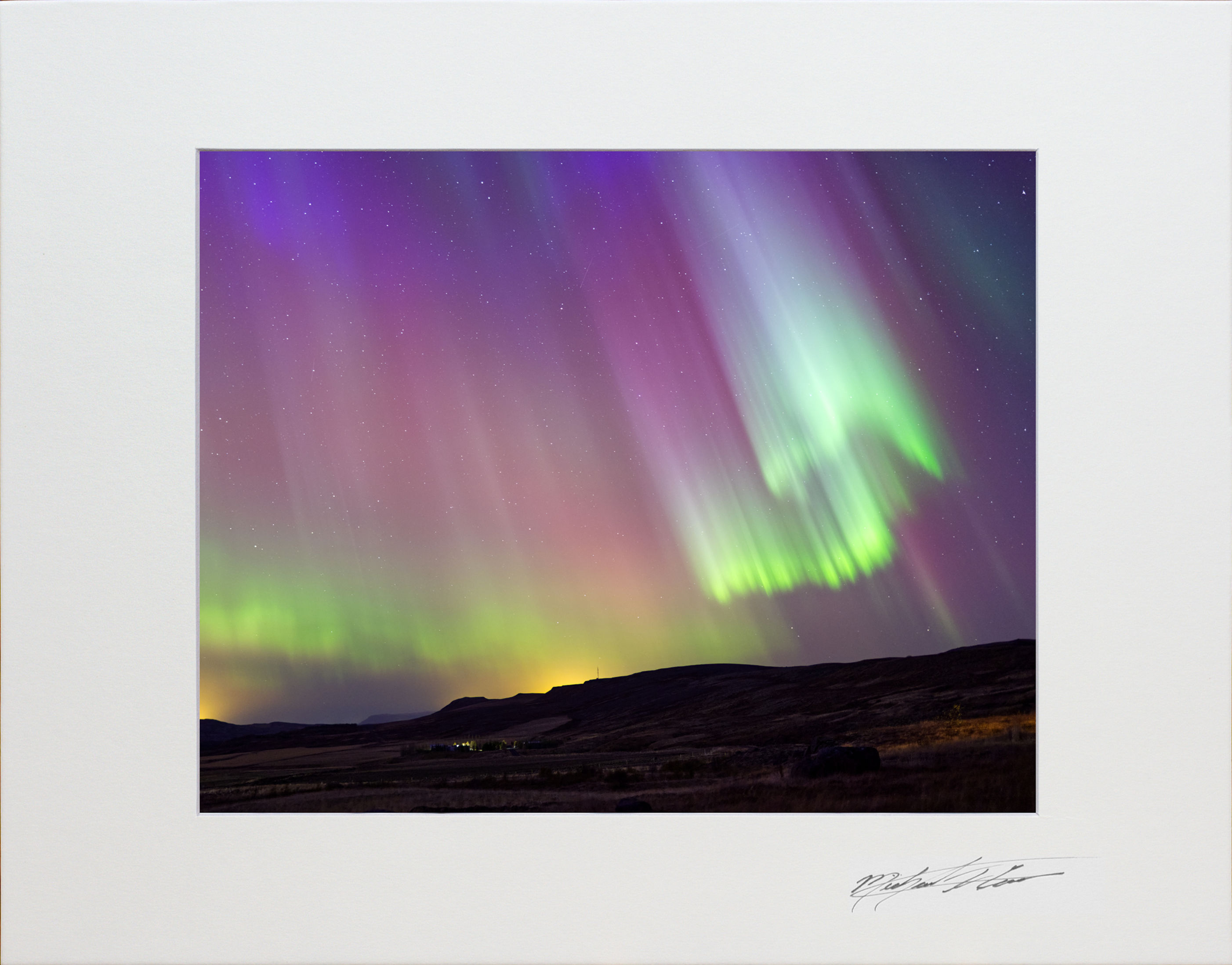 Auroras, Iceland, 8x10 matted to 11x14