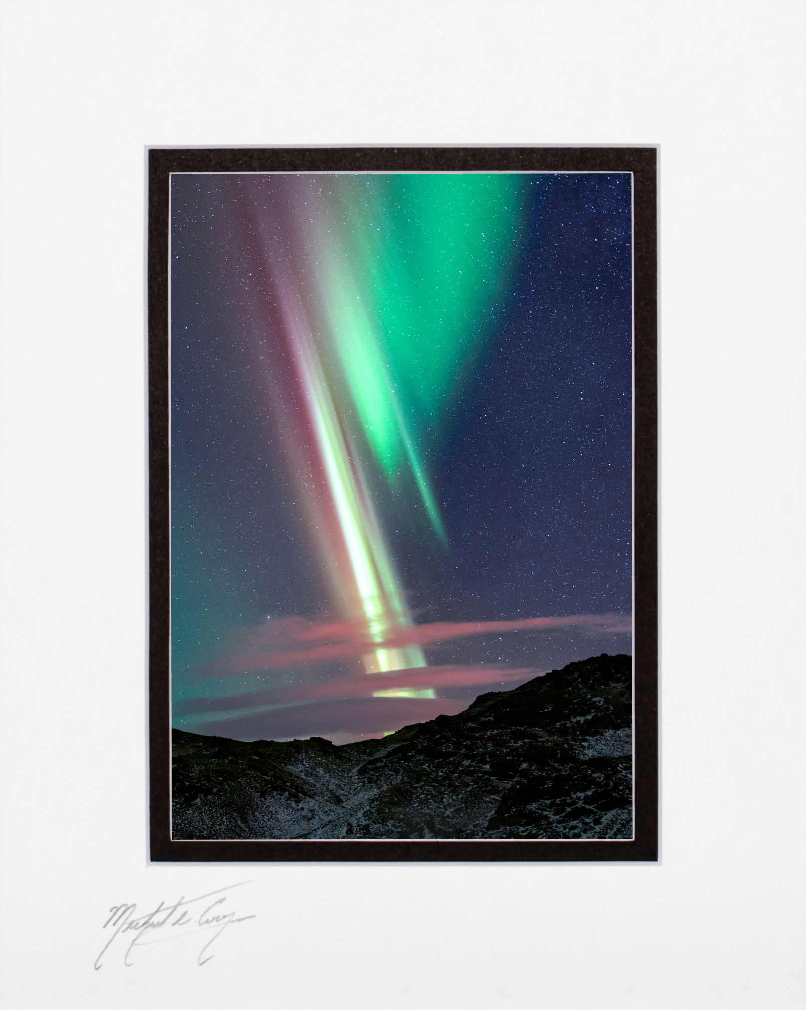 Auroras, Iceland, 5x7 matted to 8x10