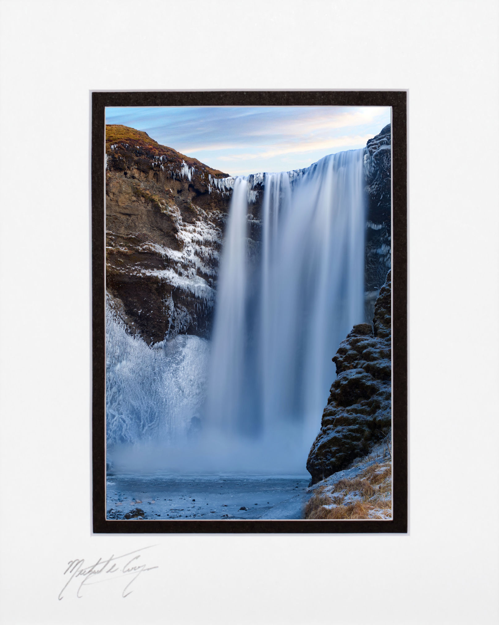Skógafoss waterfall, Iceland, 5x7 matted to 8x10