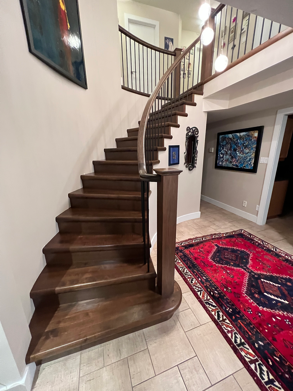 hardwood floor refinished on stairs
