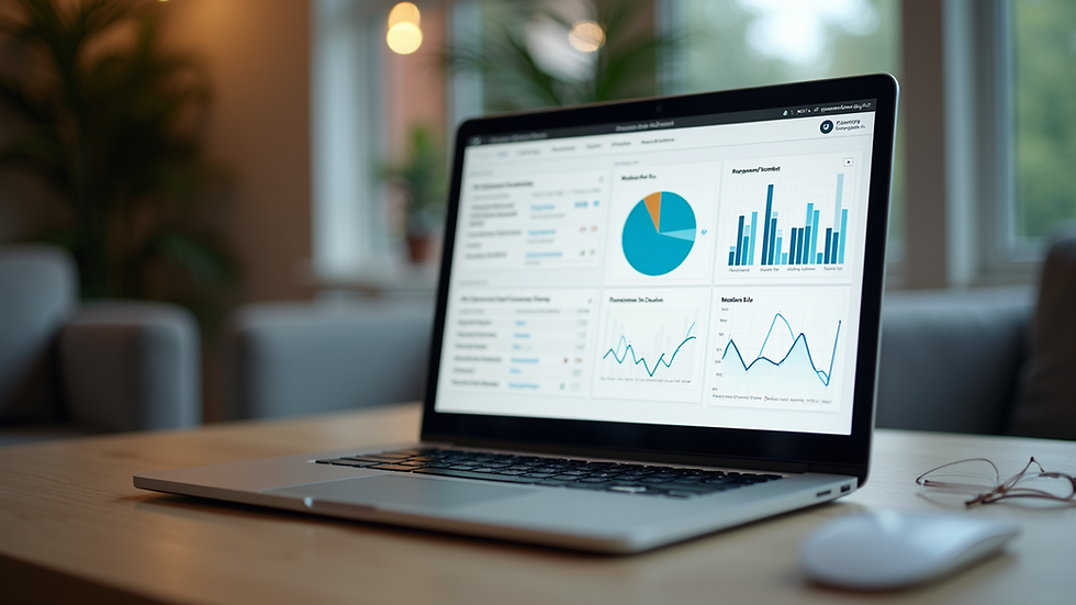 High angle view of a laptop showing website analytics dashboard