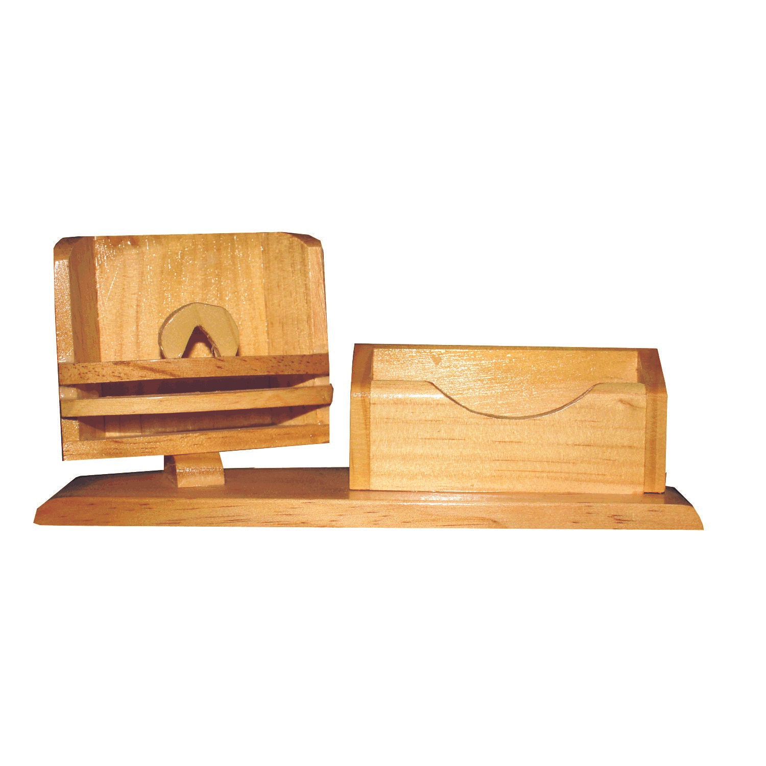 Simple Desk Mobile Holder with Visiting Card Stand / Wood Desk Organiser