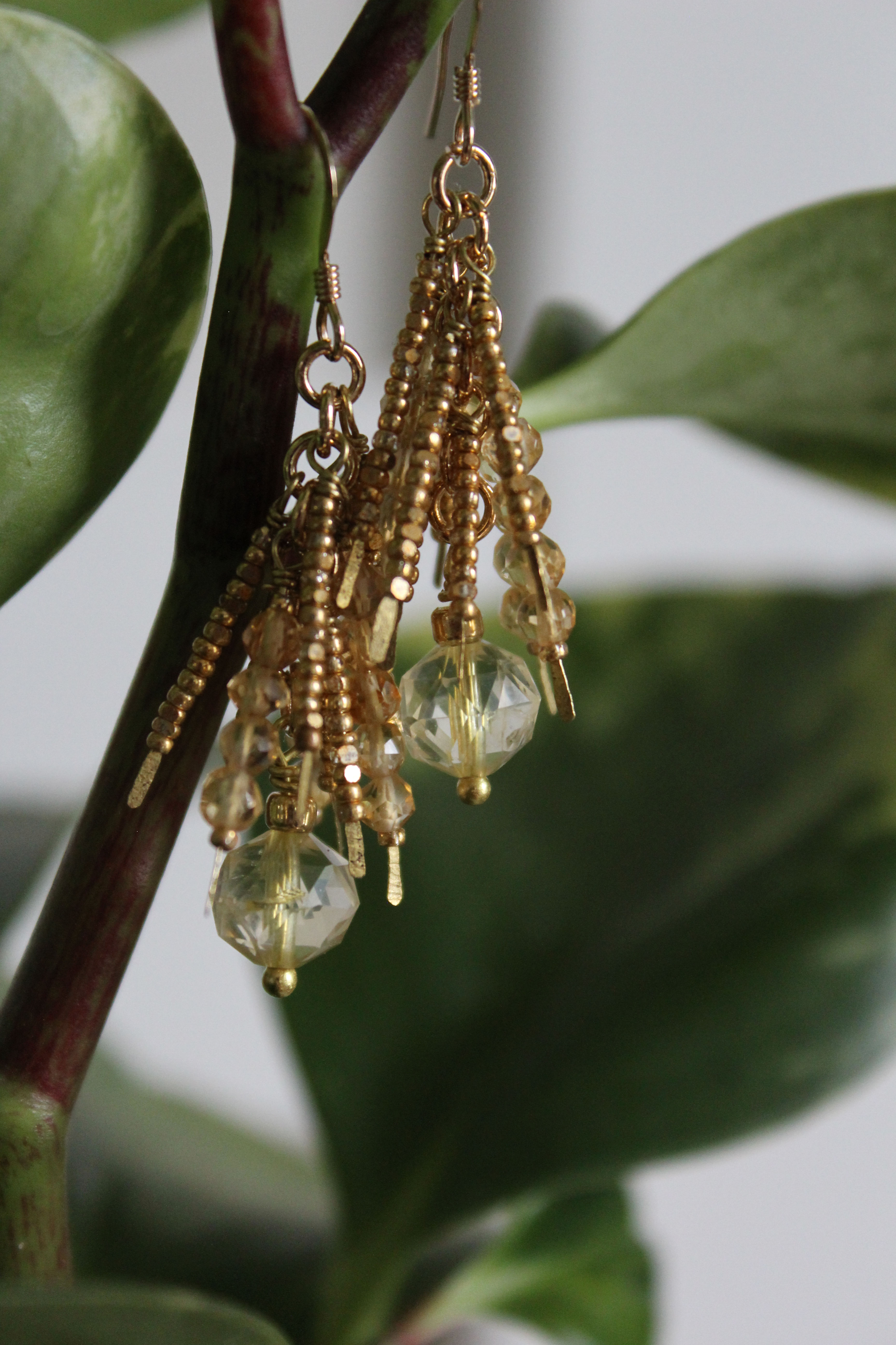 Golden Citrine Fringe Earrings