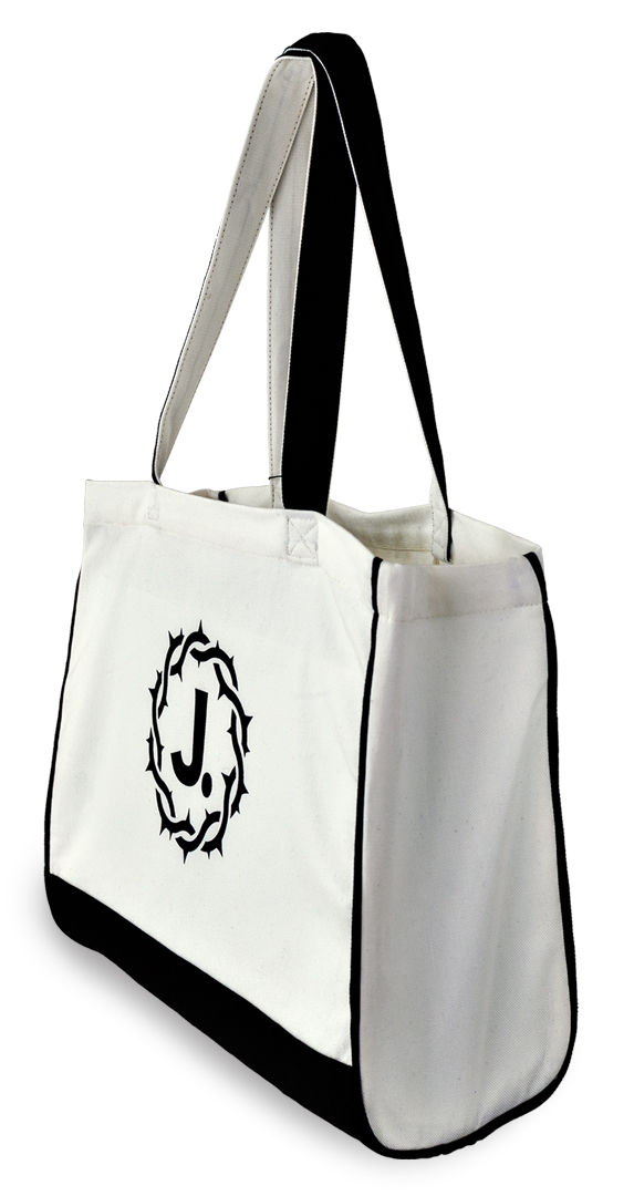 Thumbnail: Side profile of white 100% canvas cotton jumbo tote bag.