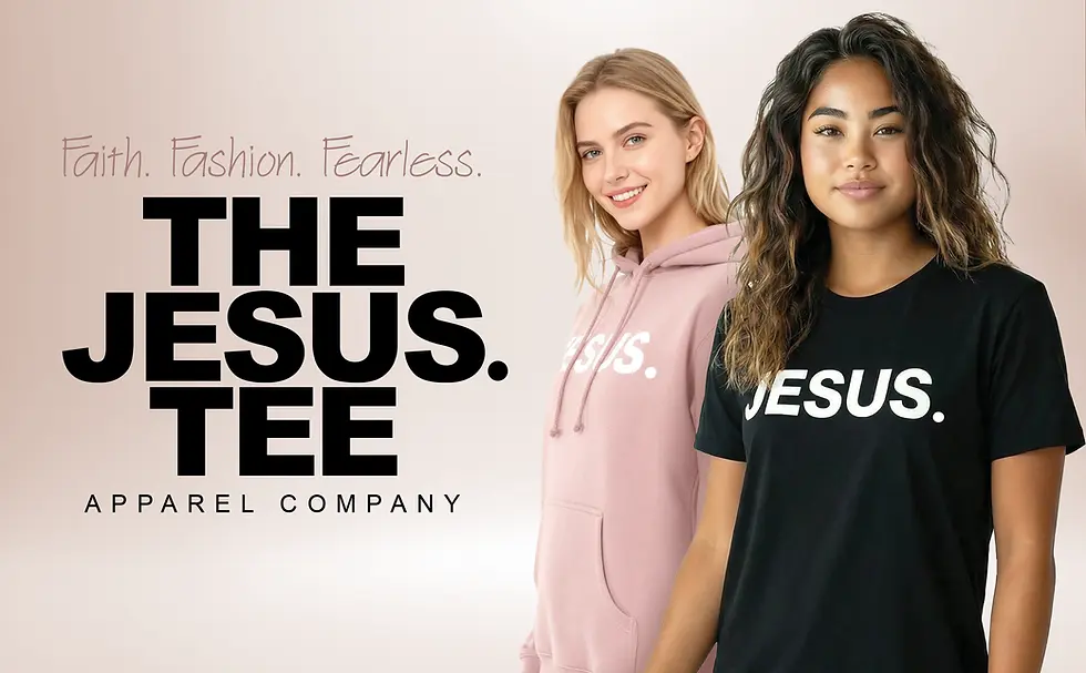 Women wearing black Jesus Tee and Dust Pink Jesus Hoodie.