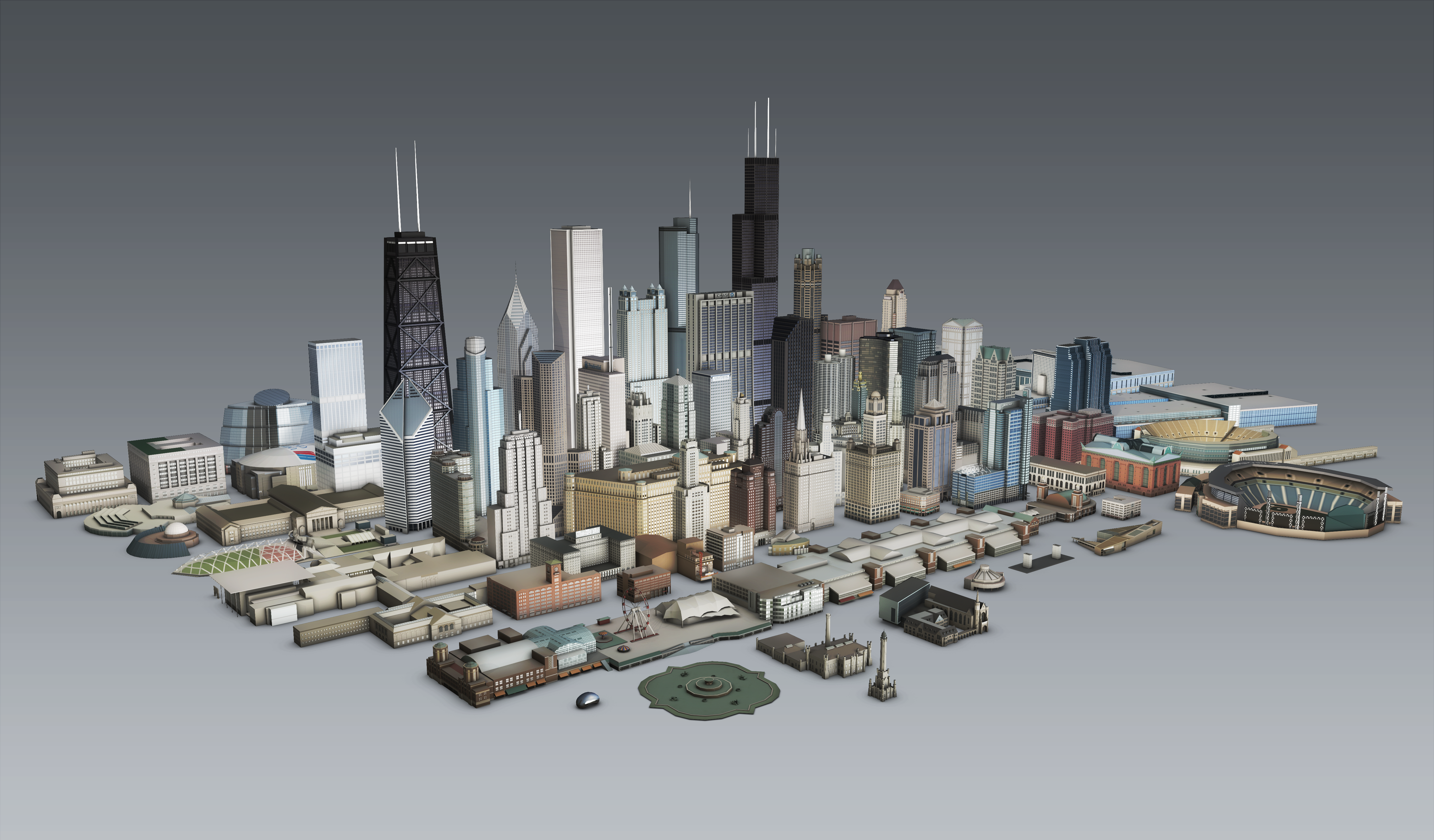 Graphic textured 3D landmarks