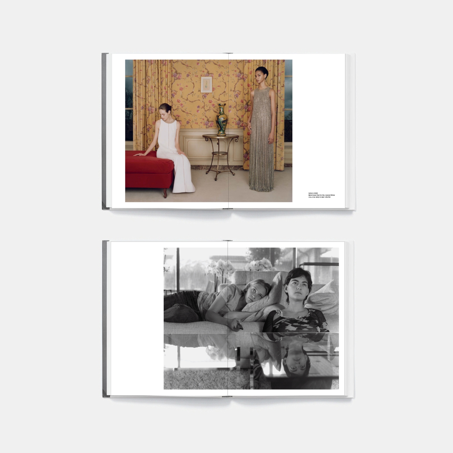 Interior spreads of an illustrated fashion book featuring images researched by freelance picture researcher Angelika Pirkl, specialised in fashion photography.