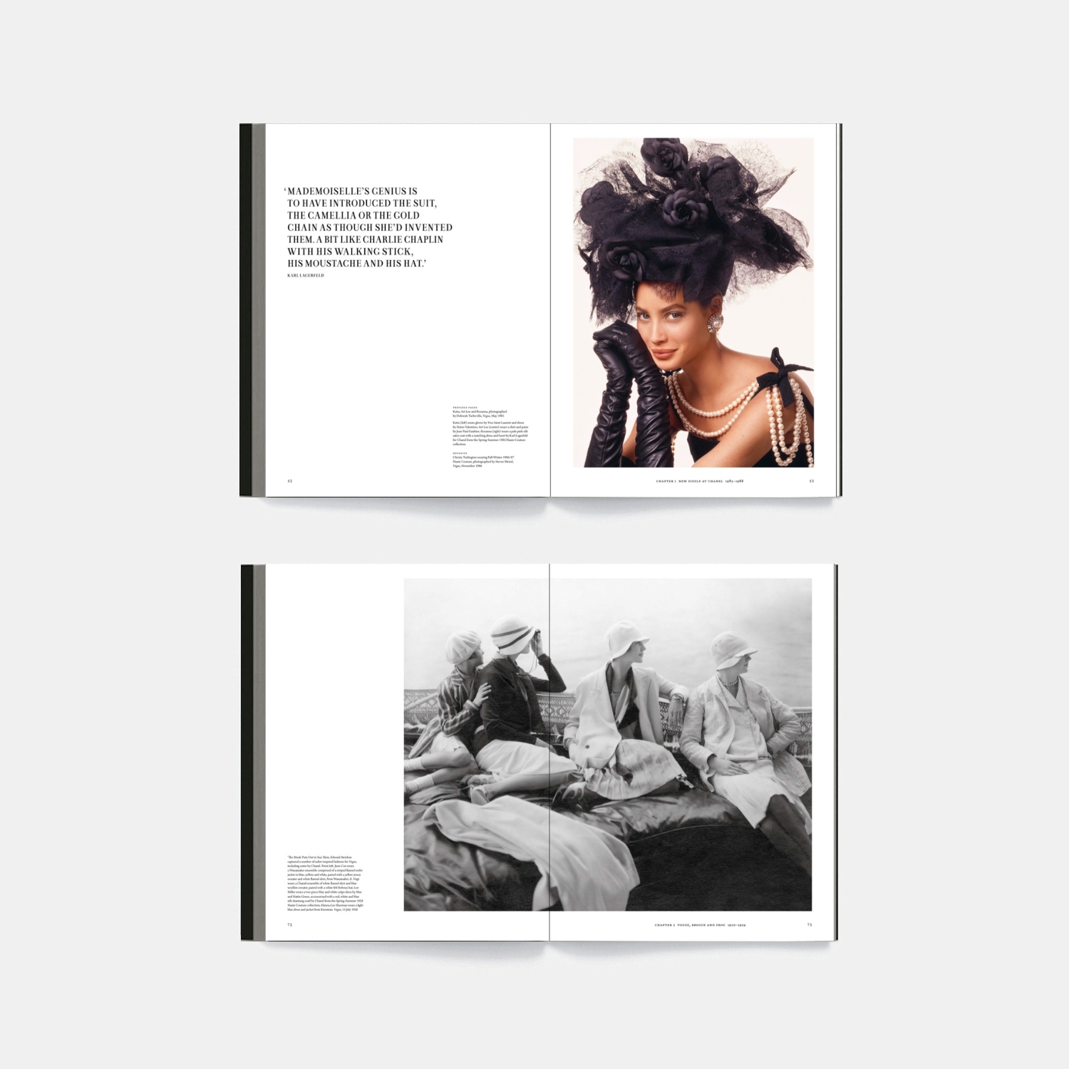 Interior spreads of an illustrated fashion book featuring images researched by freelance picture researcher Angelika Pirkl, specialised in fashion photography.