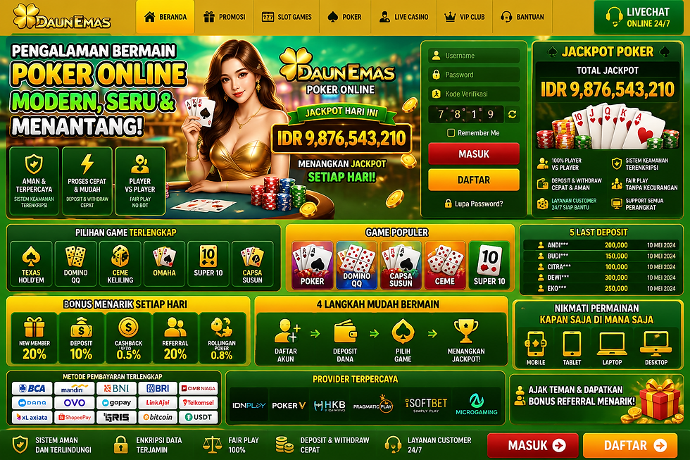 Poker Daunemas pengalaman bermain poker online modern yang seru dan menantang
