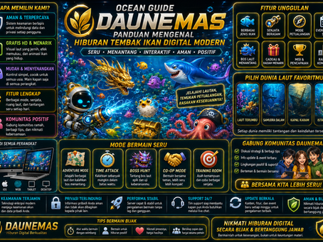 Fishing DAUNEMAS menampilkan hiburan tembak ikan digital modern dengan visual bawah laut, ikan bergerak, efek cahaya emas, fitur interaktif, dan tampilan mobile friendly