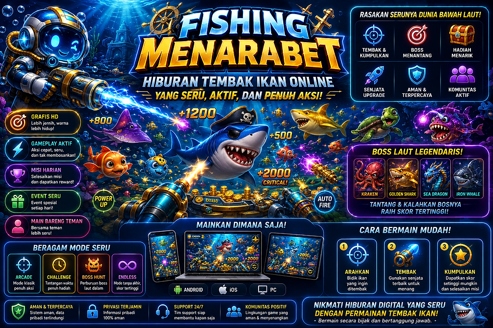 Fishing Menarabet menampilkan game tembak ikan digital dengan visual bawah laut, efek aksi, dan antarmuka interaktif