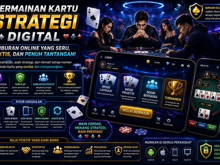 Poker Daunemas menampilkan permainan kartu digital dengan meja virtual dan strategi modern