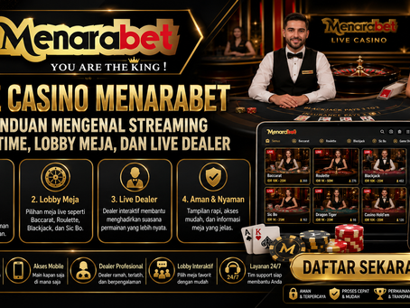 Live Casino Menarabet menampilkan streaming real-time, lobby meja, live dealer, indikator kualitas video, fitur riwayat, dan tampilan mobile
