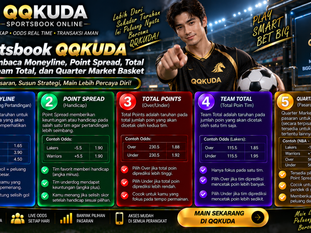 Sportsbook QQKUDA menampilkan Moneyline Point Spread Total Points Team Total dan Quarter Market Basket