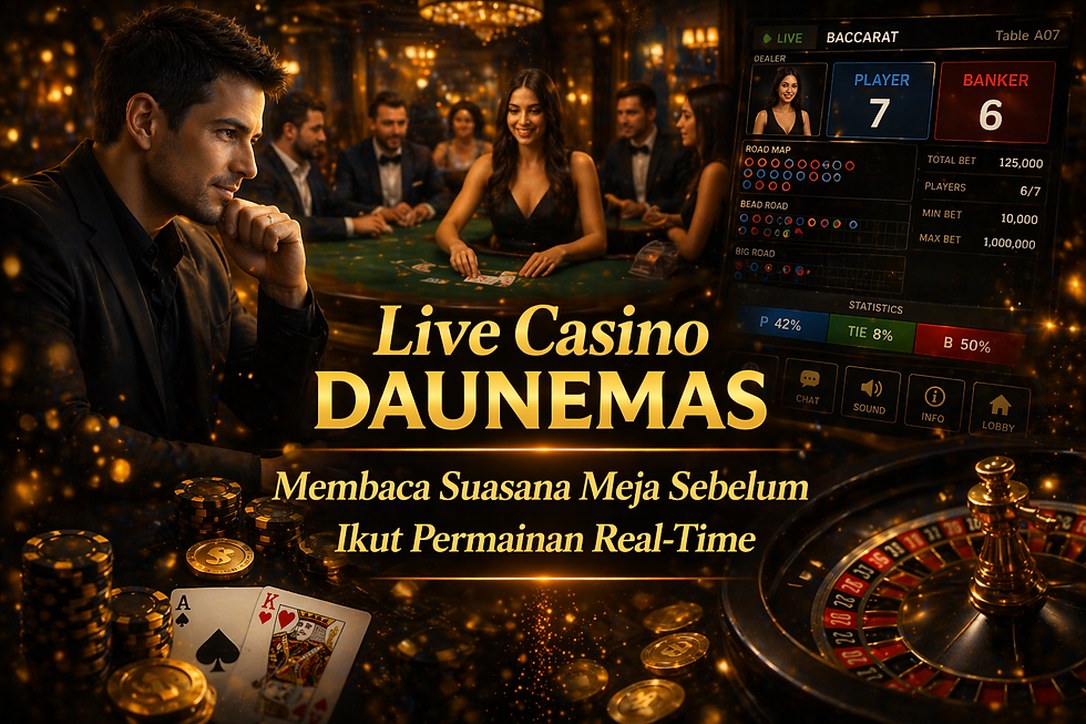 Live Casino DAUNEMAS menampilkan dealer dan pemain di meja digital, dengan streaming real-time yang stabil, membantu pemain membaca suasana meja sebelum ikut permainan.