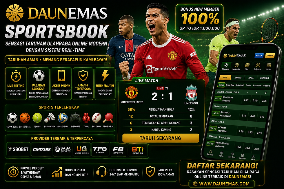Sportsbook DAUNEMAS dengan taruhan olahraga online modern dan sistem real-time