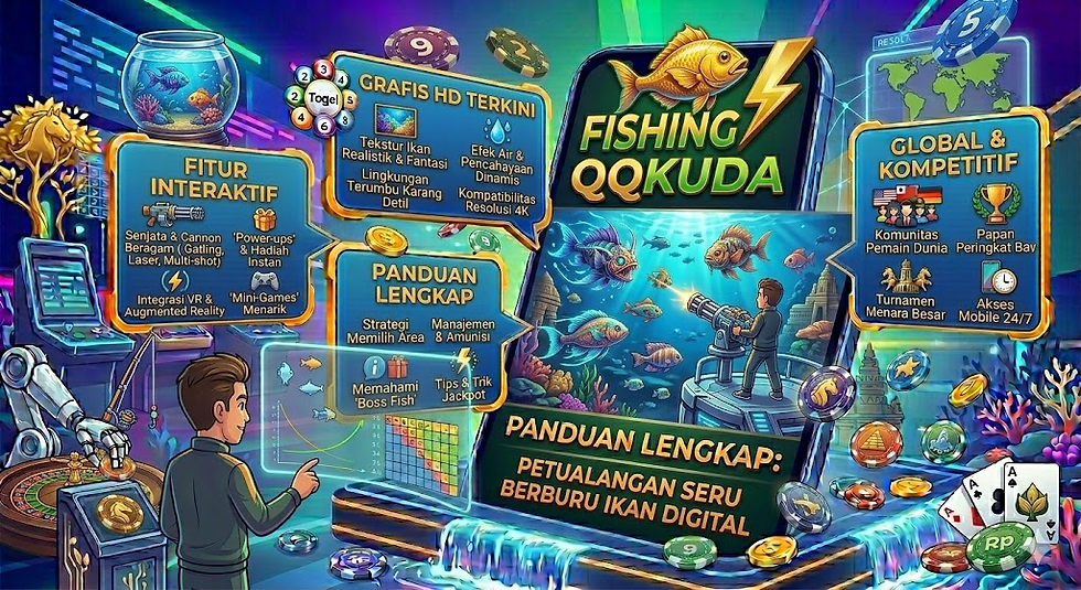 Fishing QQKUDA dengan dunia bawah laut HD, ikan eksotis, dan fitur meriam modern yang interaktif.