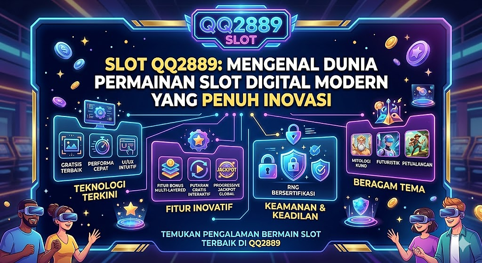 Slot QQ2889 dengan tampilan reel modern, efek visual premium, simbol bonus interaktif, dan nuansa gaming digital futuristik.