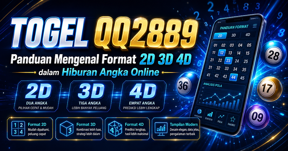 Togel QQ2889 menampilkan dashboard angka digital dengan format 2D 3D 4D, tabel numerik, data historis, grafik statistik, elemen angka futuristik, dan aksen biru emas