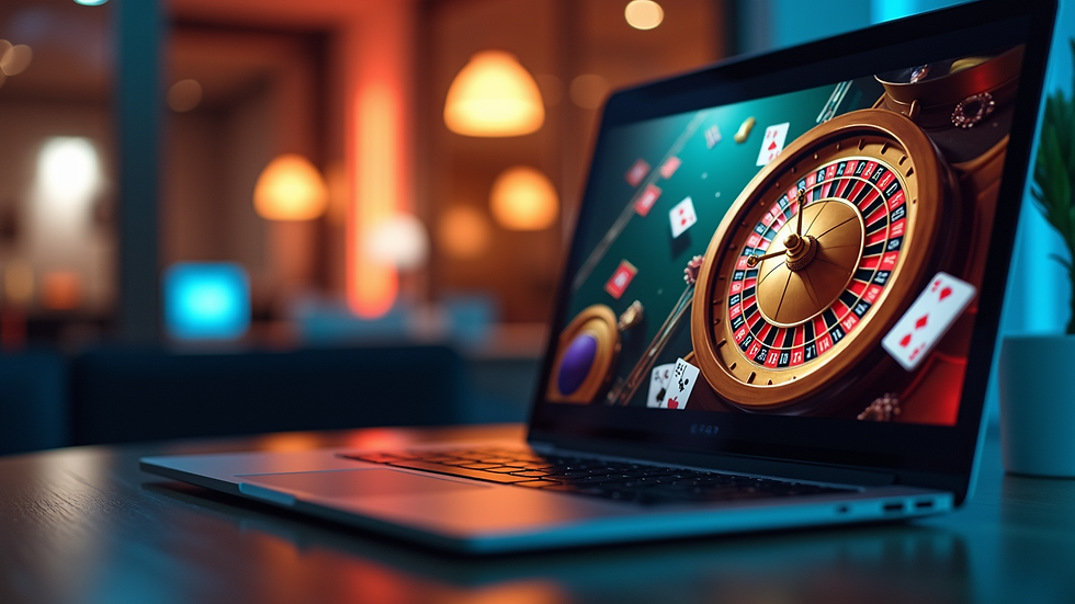 Close-up view of a laptop screen showing a digital casino game
