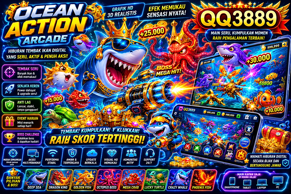 Fishing QQ3889 menampilkan game tembak ikan digital dengan visual bawah laut interaktif dan penuh aksi