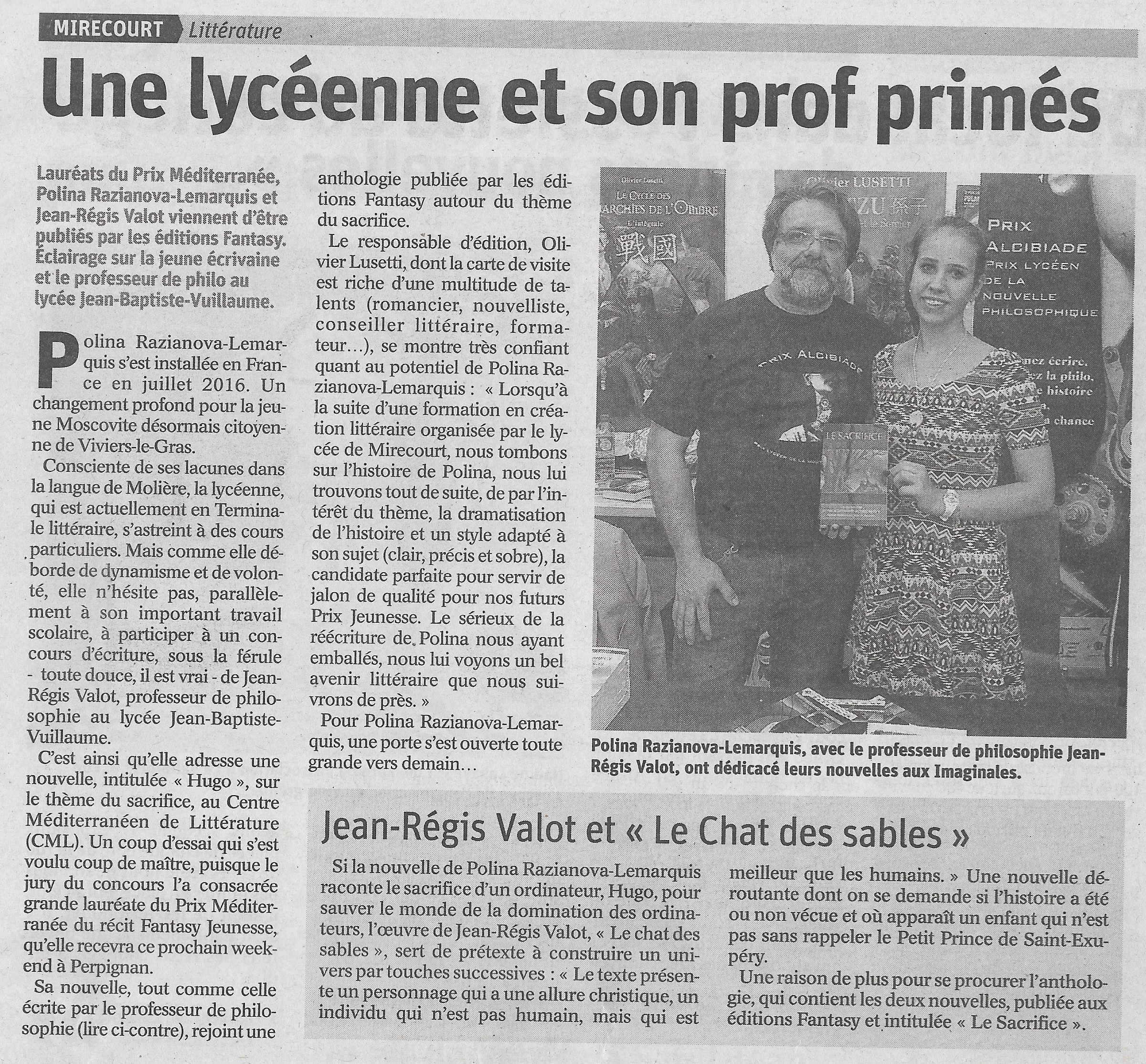 Article de presse du récit fantasy