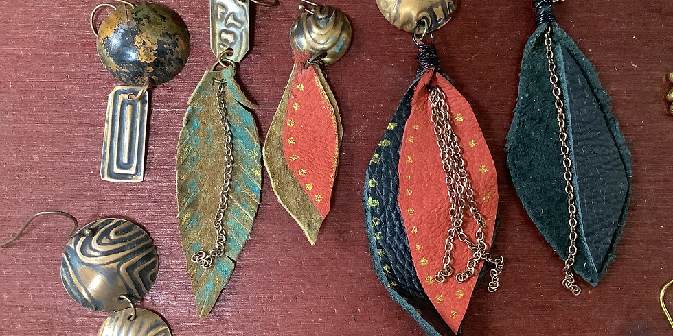 Copper and Leather Earrings