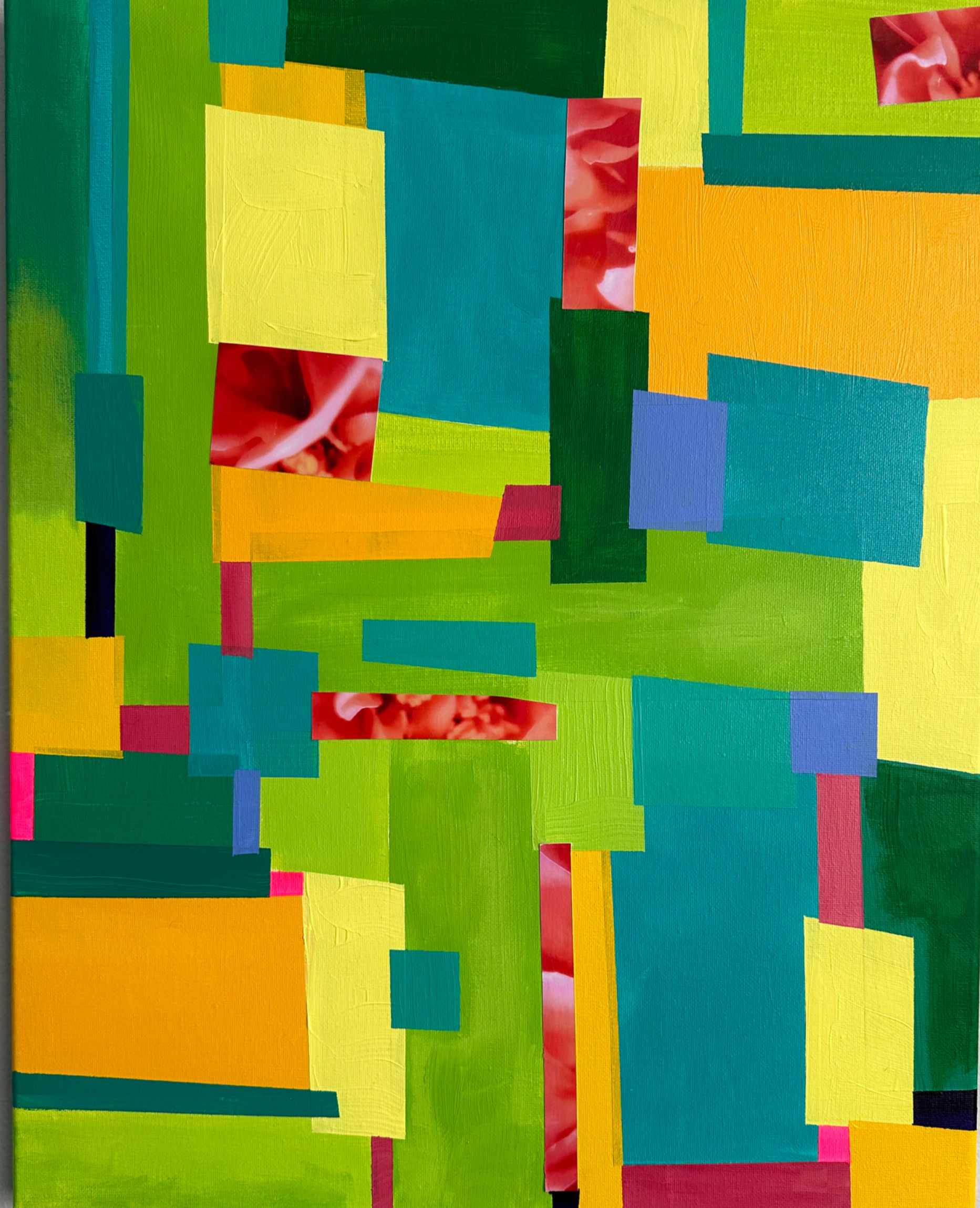 mixed media collage acrylic paint and macro photos abstract geometric art