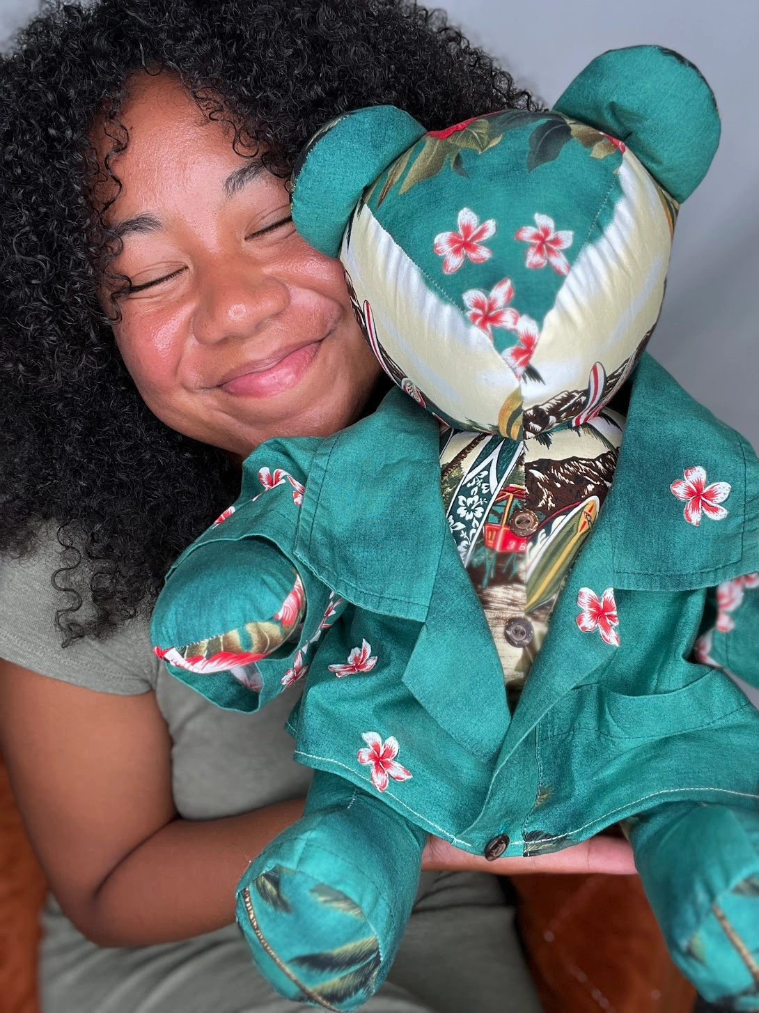 Memory Bear by BinaBears made out of clothing material that belonged to a grandpa.