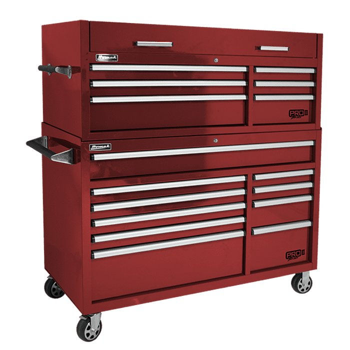 Thumbnail: Homak 54" Pro II 16-Drawer Combo - 6-Drawer Top Chest + 10-Drawer Roller Cabinet
