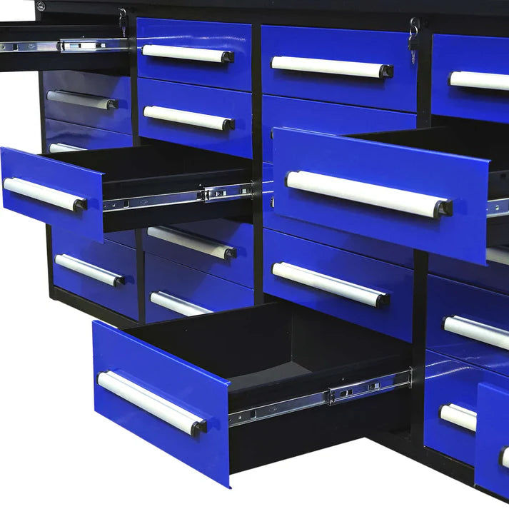 Thumbnail: Chery Industrial Heavy Duty 10ft Workbench, 25 Drawers, Stainless Steel Top