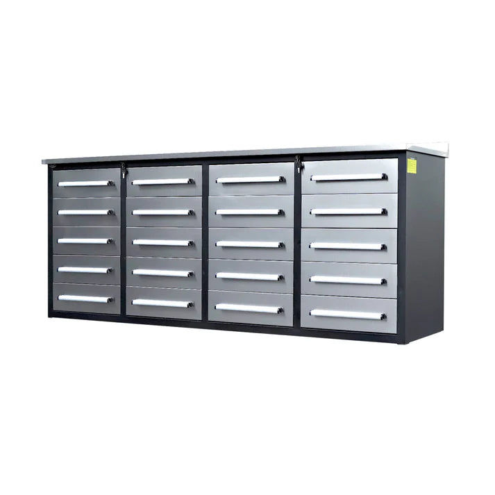 Thumbnail: Chery Industrial Heavy Duty 7ft Workbench Cabinet, 20 Drawers, Stainless Steel T
