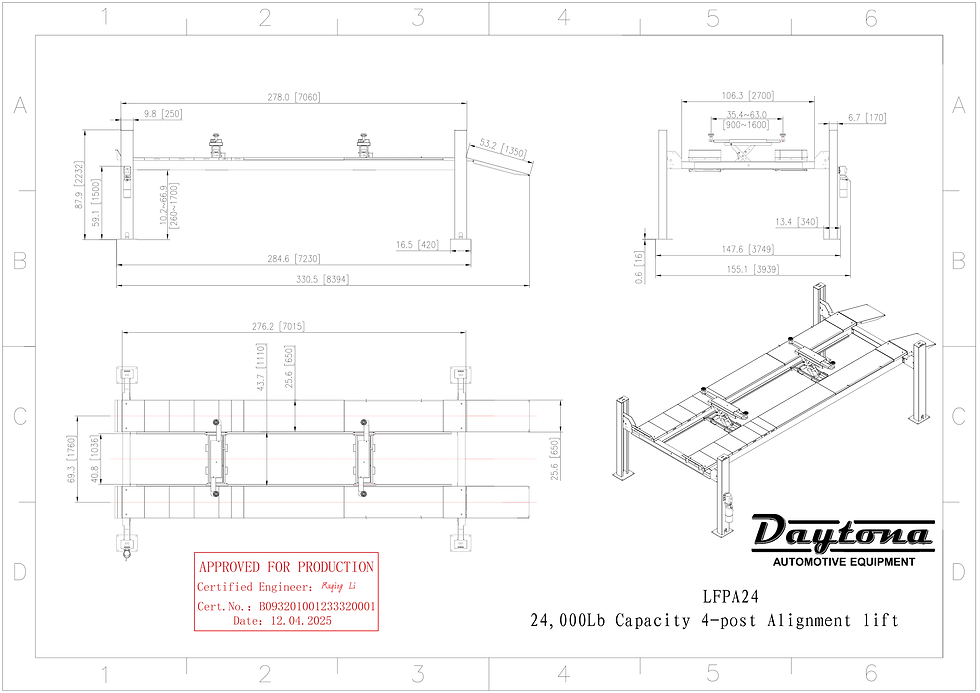 Thumbnail: Daytona LFPA24 24,000 lb Four Post Alignment Lift