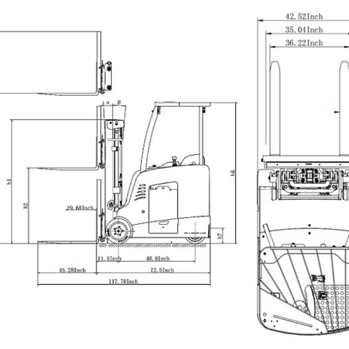 Thumbnail: Ekko 4,000 lb Stand-Up Rider Forklift – 216" Max Lift Height | EK18RF-LI