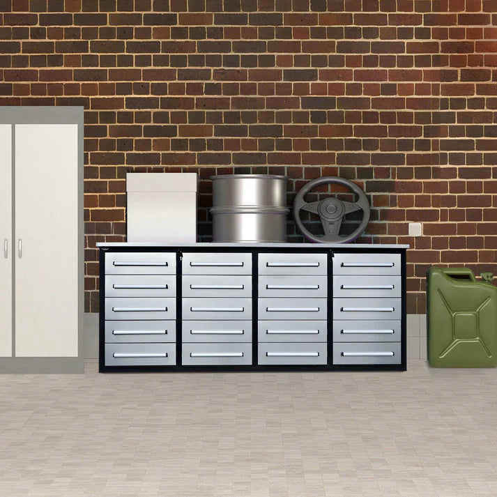 Thumbnail: Chery Industrial Heavy Duty 7ft Workbench Cabinet, 20 Drawers, Stainless Steel T