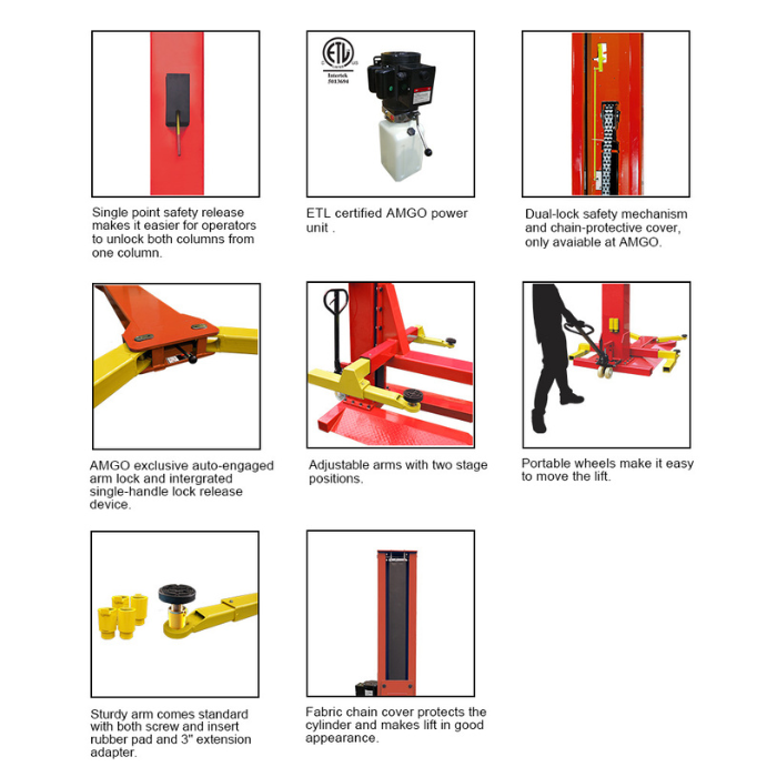 Thumbnail: AMGO 7,000 lb Portable Single Post Car Lift | SML-7
