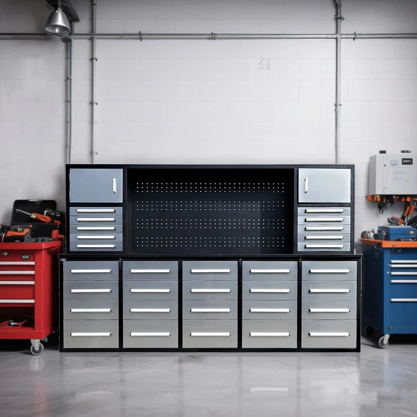 Thumbnail: Chery Industrial Heavy Duty 10ft Workbench Cabinet, 30 Drawers, 2 Cabinets, Inte