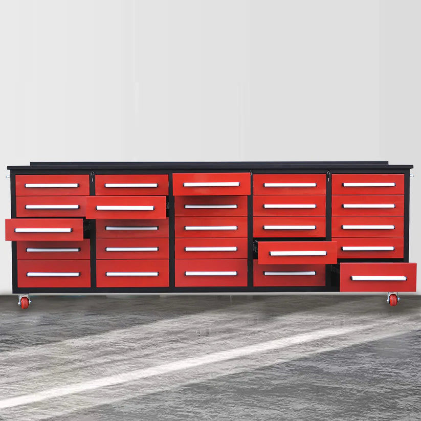 Thumbnail: Chery Industrial Heavy Duty 10ft Mobile Workbench, 25 Drawers, Steel Top
