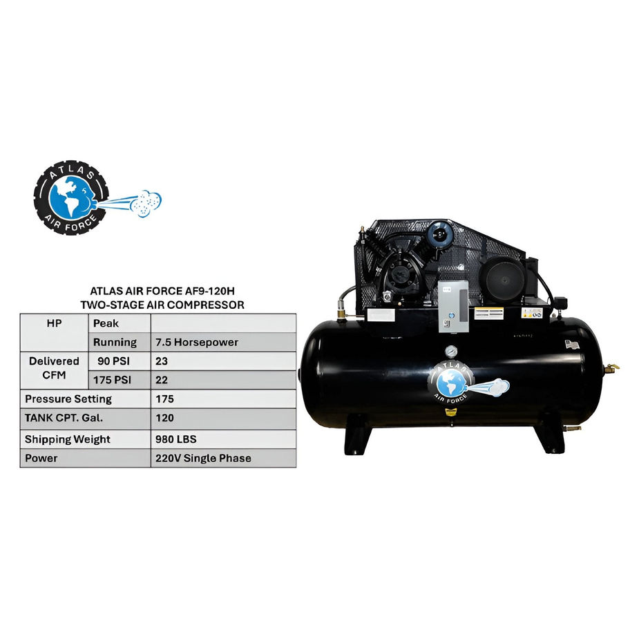 Atlas AF9 7.5HP 120 Gallon Air Compressor