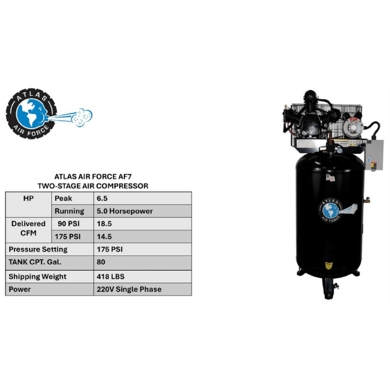 Atlas AF7 5HP 80 Gallon Air Compressor