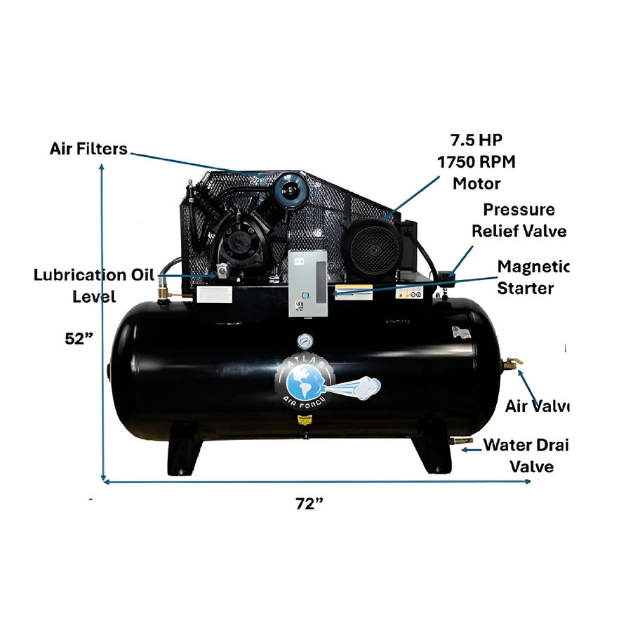 Atlas AF9 7.5HP 120 Gallon Air Compressor