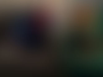 Two farm dogs, Buddy and Penny, sitting side-by-side on couches wearing superhero costumes, posing heroically for the camera.